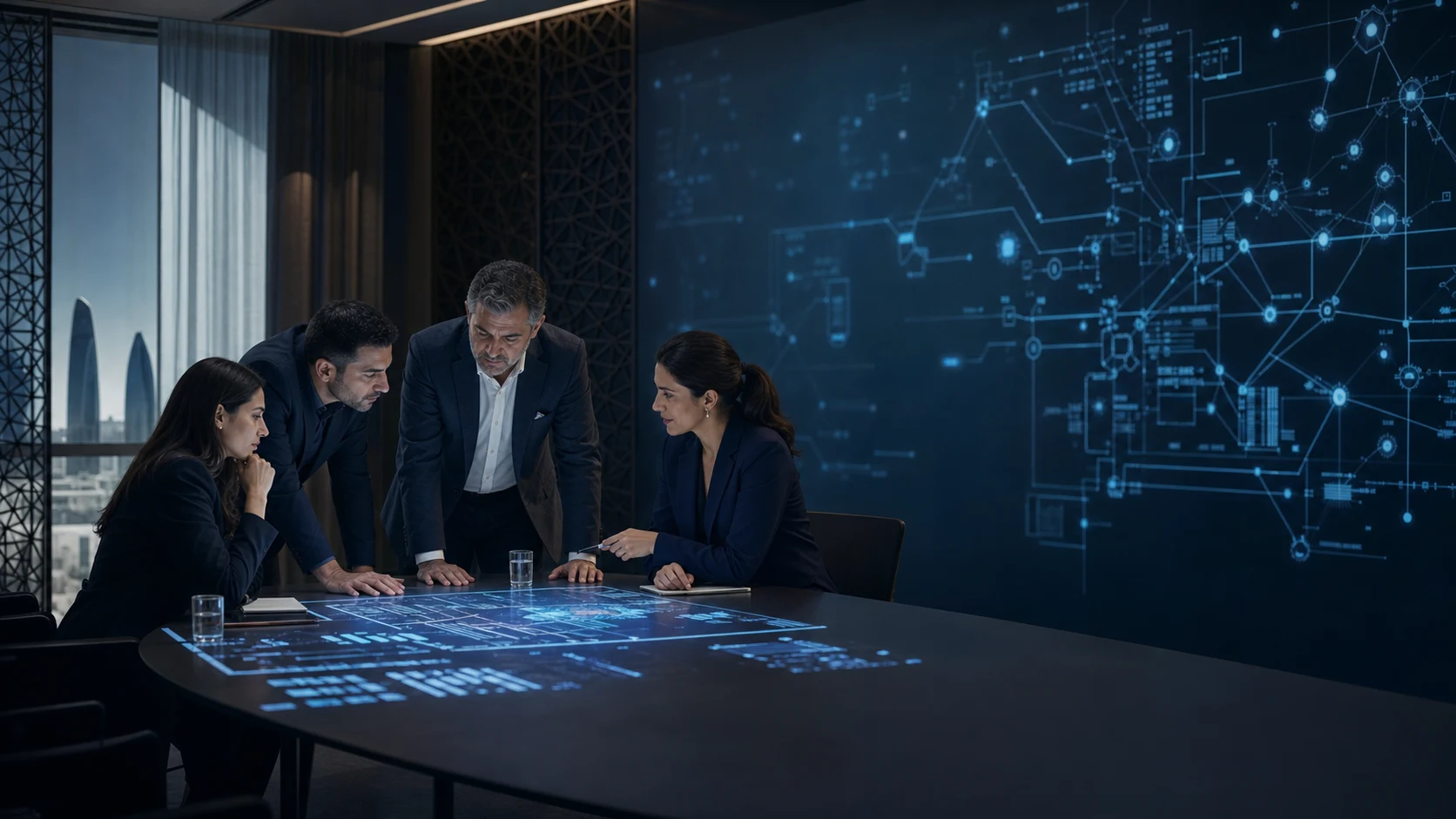 Conceptual visual illustrating human-led AI consulting